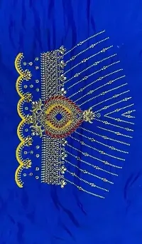 Reliable Blue Silk Blend Embroidered Unstitched Blouses For Women-thumb2