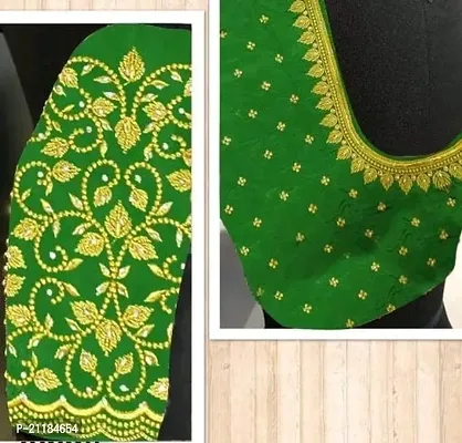 Reliable Green Silk Blend Embroidered Unstitched Blouses For Women-thumb0