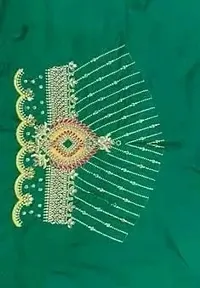 Reliable Green Silk Blend Embroidered Unstitched Blouses For Women-thumb2