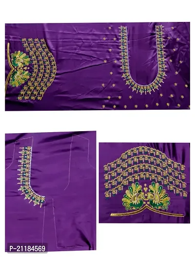 Reliable Purple Silk Blend Embroidered Unstitched Blouses For Women