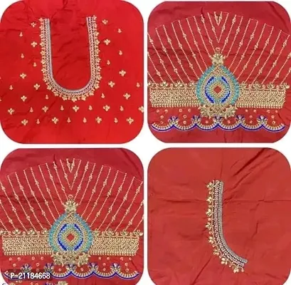 Reliable Red Silk Blend Embroidered Unstitched Blouses For Women