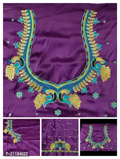 Reliable Purple Silk Blend Embroidered Unstitched Blouses For Women