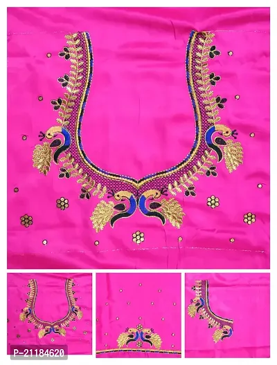 Reliable Pink Silk Blend Embroidered Unstitched Blouses For Women