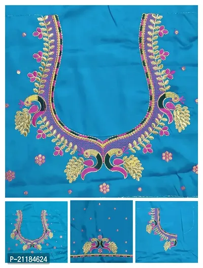 Reliable Peach Silk Blend Embroidered Unstitched Blouses For Women