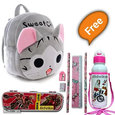 Kids School Bag Soft Plush Backpacks Cartoon Boys Girls Baby (2-5 Years), Pack of 4-thumb0
