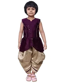 SNIFFY Girls Bangaoli Cotton Purple Cropped Kurta with Dhoti Set PT-303-PURPLE-24-thumb1