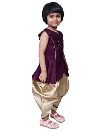 SNIFFY Girls Bangaoli Cotton Purple Cropped Kurta with Dhoti Set PT-303-PURPLE-24-thumb4