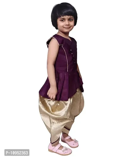 SNIFFY Girls Bangaoli Cotton Purple Cropped Kurta with Dhoti Set PT-303-PURPLE-24-thumb5