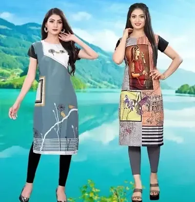 Stylish Women Crepe Casual Kurta Combo Of 2