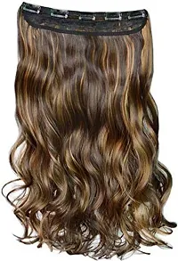 Samyak 5 clips Based Curly/Wavy Golden Highlighted Hair Extensions and Wigs For Women  Girls-thumb4