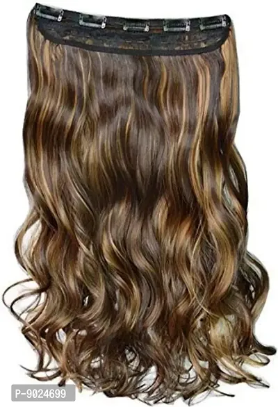 Samyak 5 clips Based Curly/Wavy Golden Highlighted Hair Extensions and Wigs For Women  Girls-thumb5