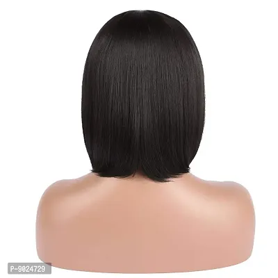 Samyak Women and Girls Full Head Synthetic Short Bob Style Cosplay Party Replacement Hair Wig , Natural Black,F3-thumb2