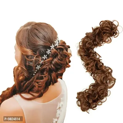 Samyak Golden Highlighted Messy Funky Long Frill Bun Hairstyle Pins Extensions and Wigs-thumb0