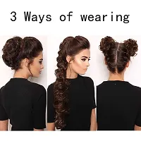 Samyak Golden Highlighted Messy Funky Long Frill Bun Hairstyle Pins Extensions and Wigs-thumb4