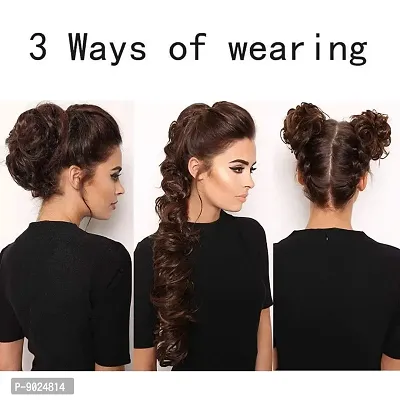 Samyak Golden Highlighted Messy Funky Long Frill Bun Hairstyle Pins Extensions and Wigs-thumb5