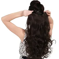 Samyak Women's  Girls 5 Clips Based 20-22 inches Long in Black Wavy/Curly Hair Extensions-thumb1