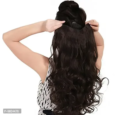 Samyak Women's  Girls 5 Clips Based 20-22 inches Long in Black Wavy/Curly Hair Extensions-thumb2