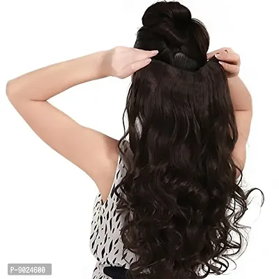 Samyak Women's Brown Curly 1 Set Contains 5 Clips in Hair Extensions-thumb2