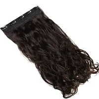 Samyak 5 clips in 3/4 head covering Brown Curly / Wavy Hair extension for women and Girls , Pack of 1, 22-24 inch long with best quality-thumb1