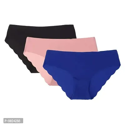 Buy Amkasy Seamless Mid-Rise Panties No Show Laser Cut Hipster Brief  Underwear (Pack of 3_Colour May Vary_Seamless Panty) at