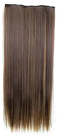 Samyak Premium Quality 5 clips in Straight and silky Golden Highlighted Hair Extension For women and girls, 22-24 inches long, With Best quality-thumb1