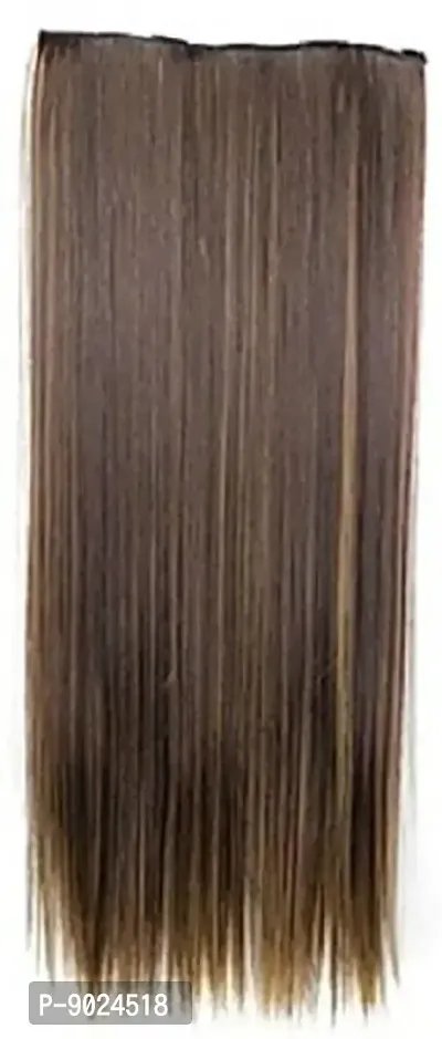 Samyak Premium Quality 5 clips in Straight and silky Golden Highlighted Hair Extension For women and girls, 22-24 inches long, With Best quality-thumb2