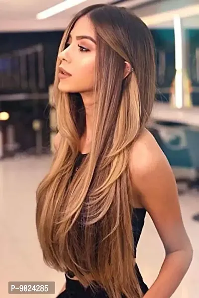 Samyak Premium Quality 5 clips in Straight and silky Golden Highlighted Hair Extension For women and girls, 22-24 inches long, With Best quality-thumb2