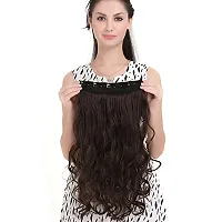 Samyak Women's Brown Curly 1 Set Contains 5 Clips in Hair Extensions-thumb2