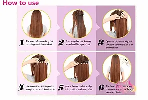 Samyak Women's  Girls 5 Clips Based 20-22 inches Long in Black Wavy/Curly Hair Extensions-thumb3