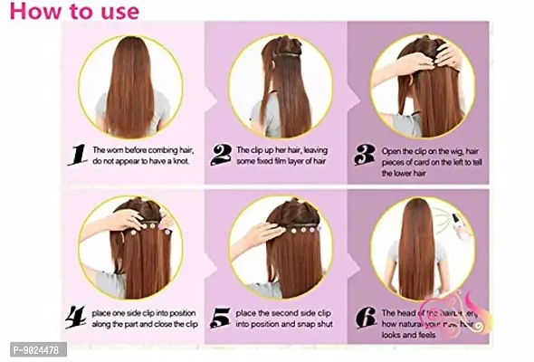 Samyak Women's  Girls 5 Clips Based 20-22 inches Long in Black Wavy/Curly Hair Extensions-thumb4