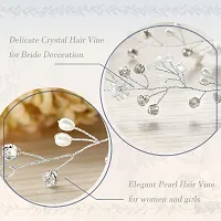 Samyak Diamond Looking Pearl Gold Vine / Chain style Wedding Bridal Hair Tiara style accessory Jewellery , 50 cm-thumb1