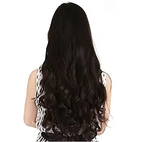 Samyak Women's  Girls 5 Clips Based 20-22 inches Long in Black Wavy/Curly Hair Extensions-thumb2