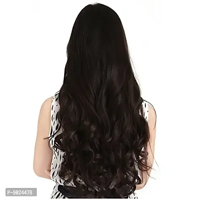 Samyak Women's  Girls 5 Clips Based 20-22 inches Long in Black Wavy/Curly Hair Extensions-thumb3