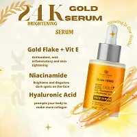 GLAM HERBS 24k Gold Skin Serum with Niacinammide(Vitamin B3)  Hyaluronic Acid, Vitamin E Enriched |Face Serum for Glowing Skin, Skin Brightening, Reduce Wrinkles, Acne, Dark Spots, Natural  Organic-thumb1