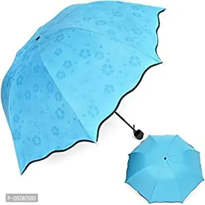 CAV_STORE Magic BLUE  Umbrella Changing Secret Blossoms Occur Stylish Windproof Double Layer with Water Magic Print 3 Fold Umbrella for Girls, Women, Boys-thumb0