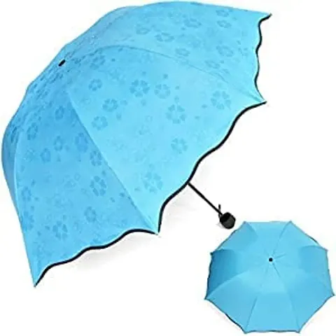 Pegrim Beautiful Umbrella Multi Color 3 Fold Rain and all seasons Protection Umbrella with Water Magic Print for Men and Women