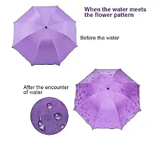 CAV_STORE Magic BLUE  Umbrella Changing Secret Blossoms Occur Stylish Windproof Double Layer with Water Magic Print 3 Fold Umbrella for Girls, Women, Boys-thumb2