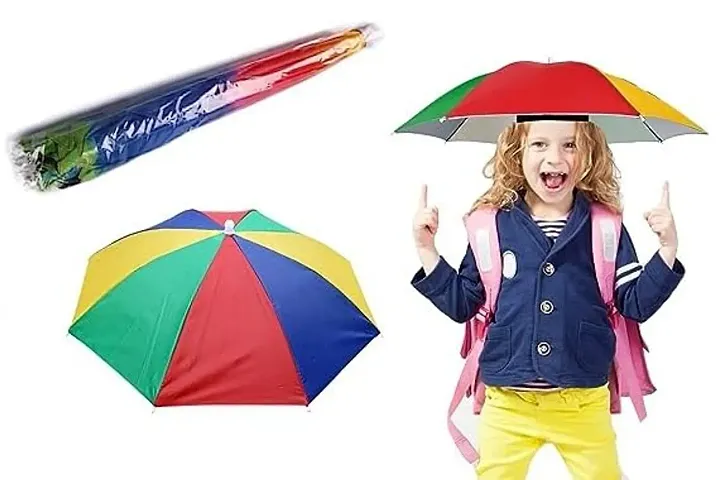 CAV_STORE  Rainbow Waterproof Umbrella Hat with Elastic Band Hands Free Cap Umbrella for Adults Kids Women Men Protect from Sun  Rain Pack Of 1