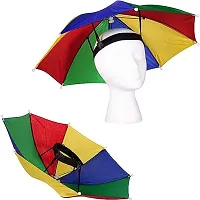 CAV_STORE  Rainbow Waterproof Umbrella Hat with Elastic Band Hands Free Cap Umbrella for Adults Kids Women Men Protect from Sun  Rain Pack Of 1-thumb2