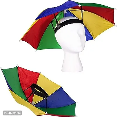 CAV_STORE  Rainbow Waterproof Umbrella Hat with Elastic Band Hands Free Cap Umbrella for Adults Kids Women Men Protect from Sun  Rain Pack Of 1-thumb3