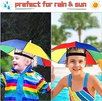 CAV_STORE  Rainbow Waterproof Umbrella Hat with Elastic Band Hands Free Cap Umbrella for Adults Kids Women Men Protect from Sun  Rain Pack Of 1-thumb3