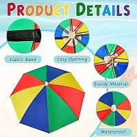 CAV_STORE  Rainbow Waterproof Umbrella Hat with Elastic Band Hands Free Cap Umbrella for Adults Kids Women Men Protect from Sun  Rain Pack Of 1-thumb1