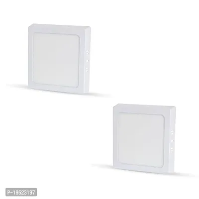 8 Watt Square LED Surface Panel Light for POP And False Ceiling - Cool White (Pack of 2)-thumb0