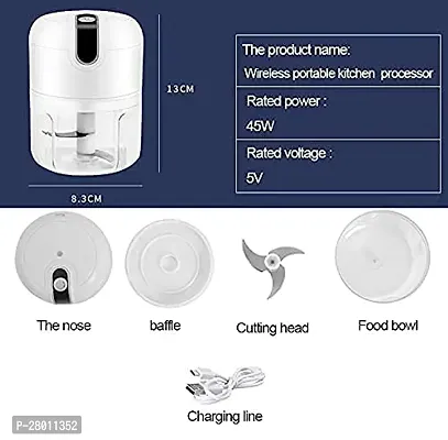 Electric Mini Garlic Chopper Small Wireless Food Processor Portable Mini Garlic Choppers Blender Mincer Waterproof USB Charging for Vegetable, Meat, Nut Chopper (250 ml, Multicolor, 37 Watts)-thumb2