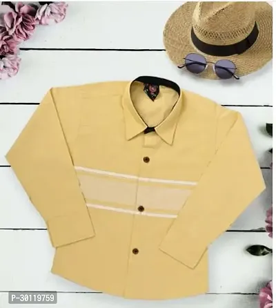 Stylish Yellow Cotton Solid Long Sleeve Shirt For Boys-thumb0