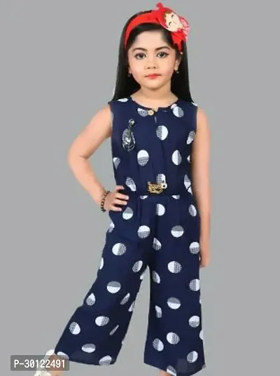 Fabulous Blue Rayon Printed Jumpsuits For Girls