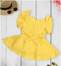 Fabulous Yellow Chiffon Solid Fit And Flare Dress For Girls-thumb1