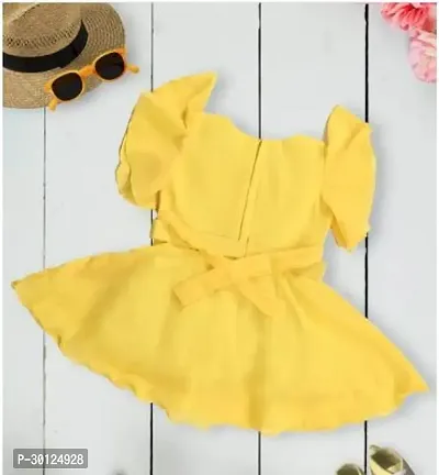 Fabulous Yellow Chiffon Solid Fit And Flare Dress For Girls-thumb2