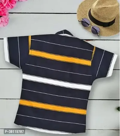 Stylish Black Cotton Striped Short Sleeve Shirt For Boys-thumb2