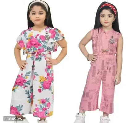 Fabulous Multicoloured Rayon Printed Jumpsuits For Girls Pack Of 2